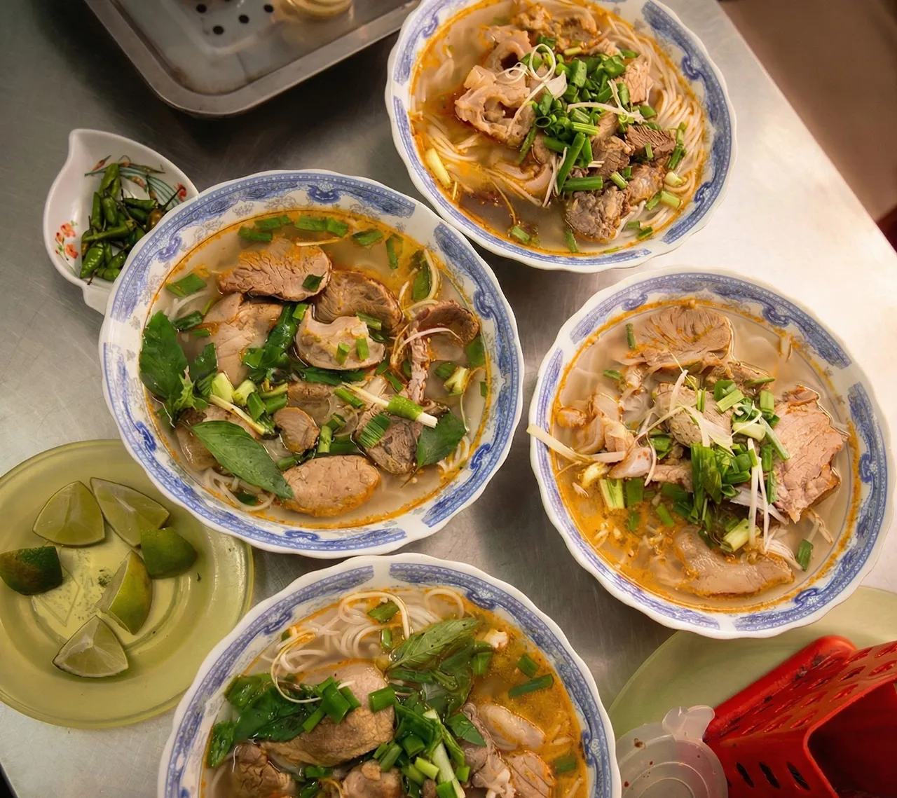 Bowls of noodles at Bun Bo Hue Ba Thuong, Da Nang. Photo: Fleshy Chen - Google Maps