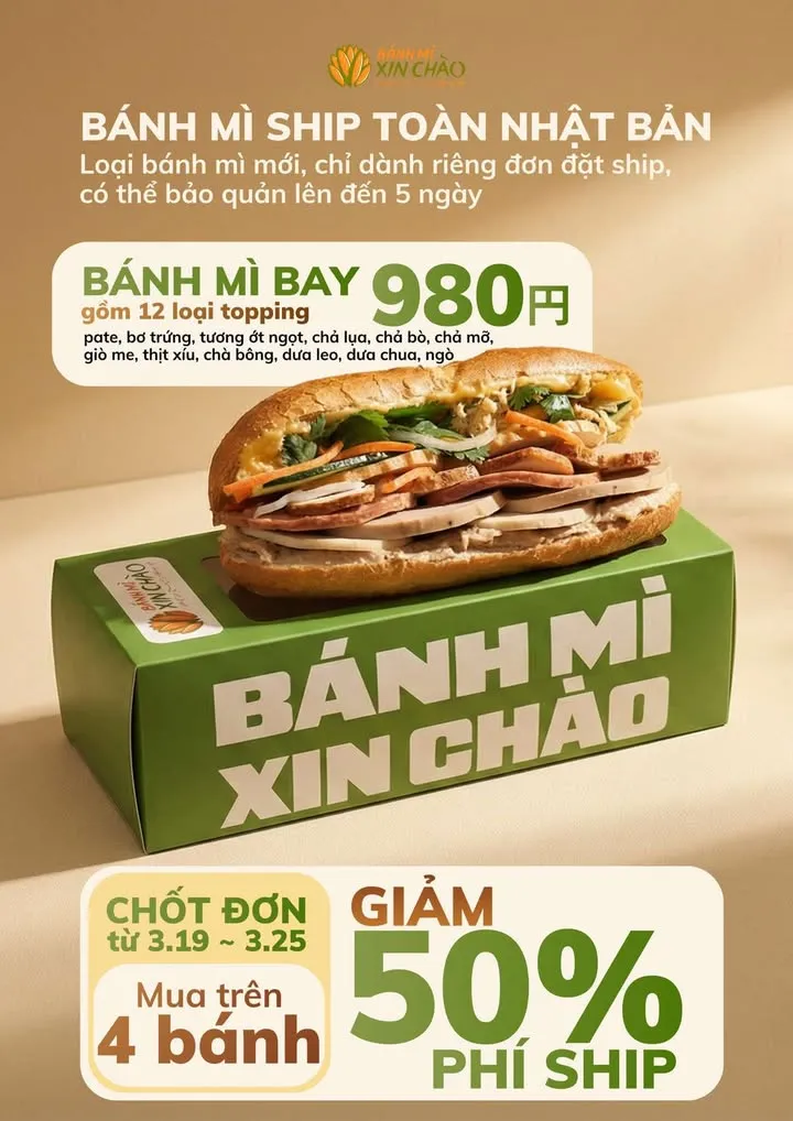 Khuyến mãi ra mắt Bánh Mì Bay, sản phẩm ship toàn quốc đầu tiên của Bánh Mì Xin Chào